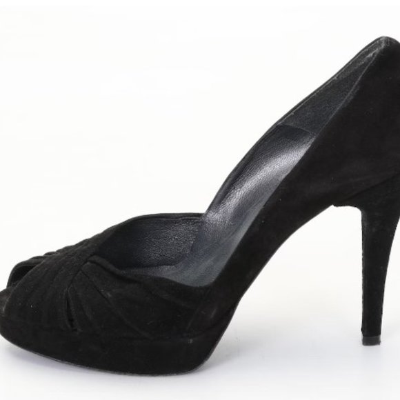 Stuart Weitzman Suede Peep Toe Heels - Size‎ 9.5 - Picture 2 of 8